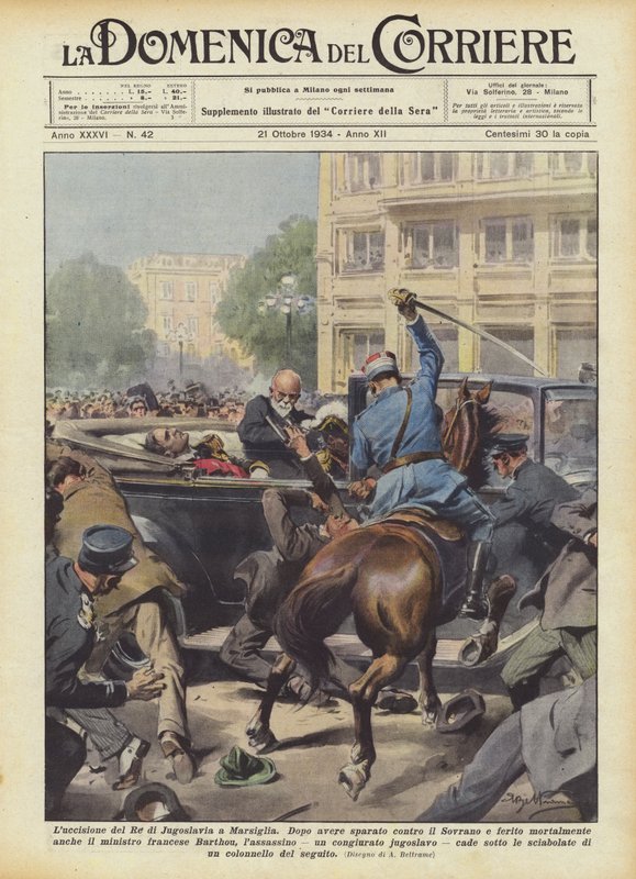 De moord op de koning van Joegoslavië in Marseille door Achille Beltrame
