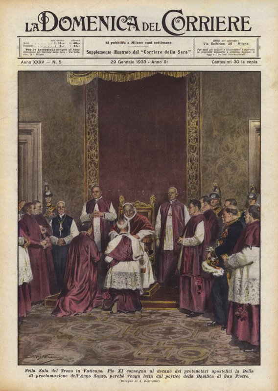 In de Troonzaal in het Vaticaan door Achille Beltrame