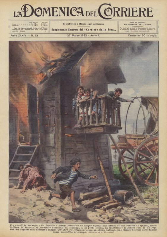 Drie kleintjes in een brand door Achille Beltrame