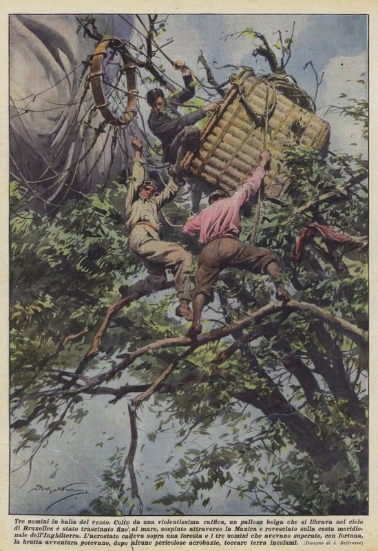 Drie mannen overgeleverd aan de wind door Achille Beltrame