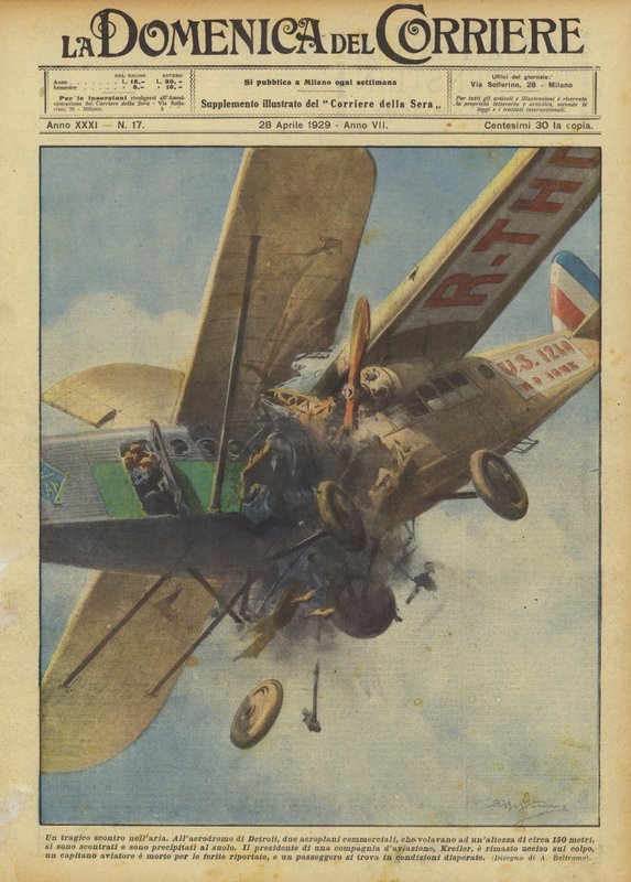 Een tragische luchtbotsing door Achille Beltrame