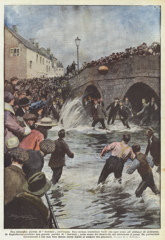 Een luidruchtige voetbalwedstrijd in het water door Achille Beltrame
