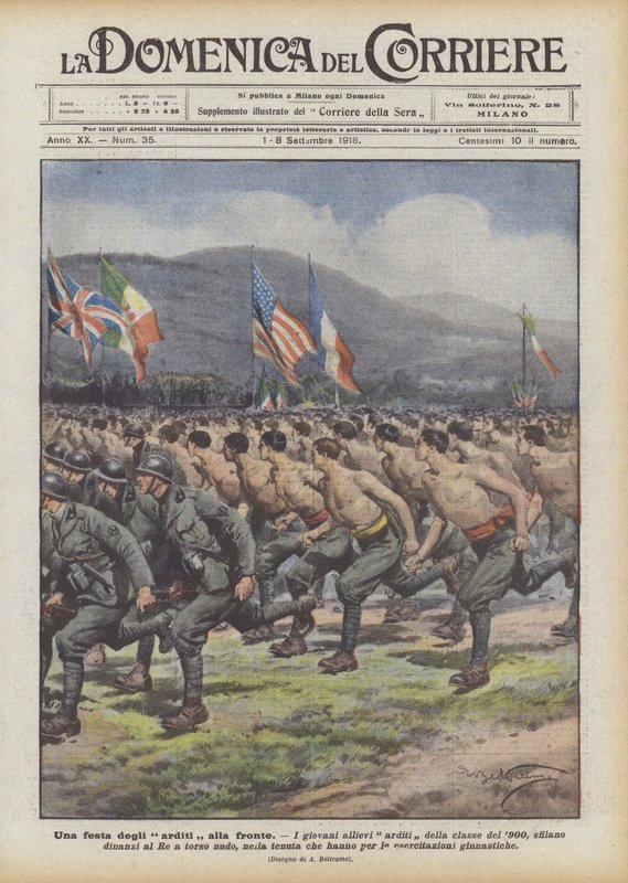 Een feest van de dappere aan het front door Achille Beltrame