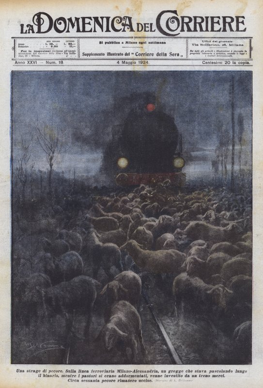 Een slachting van schapen door Achille Beltrame
