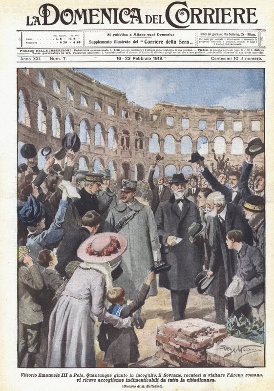 Vittorio Emanuele III in Pula door Achille Beltrame