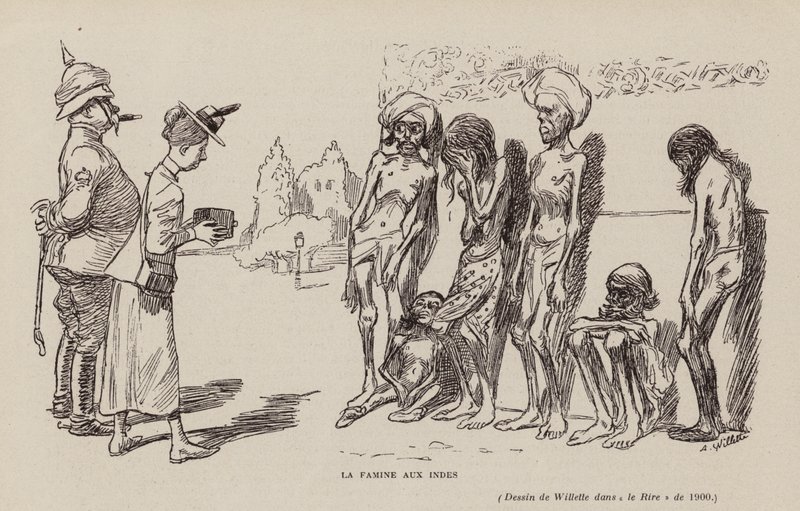 Hongersnood in India door Adolphe Leon Willette