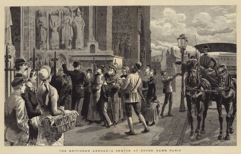 De Brit in het buitenland, een schets bij Notre Dame, Parijs door Adrien Emmanuel Marie