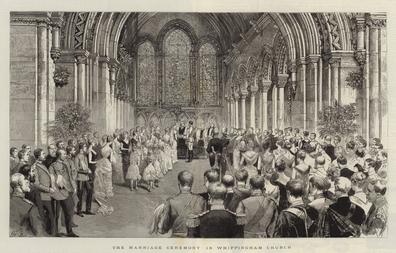 De huwelijksceremonie in de kerk van Whippingham door Adrien Emmanuel Marie