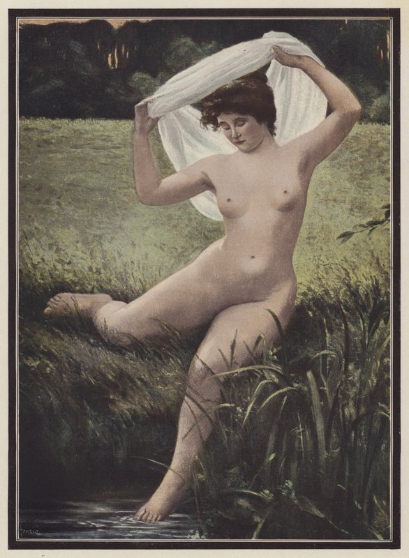Vrouwelijke bader door Albert Auguste Fourie