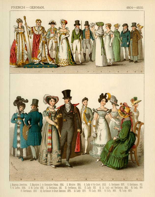 Franse en Duitse Kostuums 1804-1830 door Albert Kretschmer