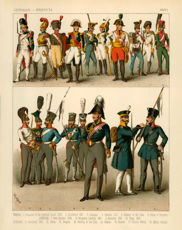 Duitse en Franse kostuums 1800 door Albert Kretschmer