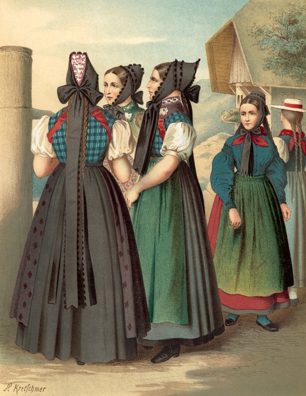 Duitse kostuum, Baden, Simonswald-Waldkirch-Donaueschingen door Albert Kretschmer
