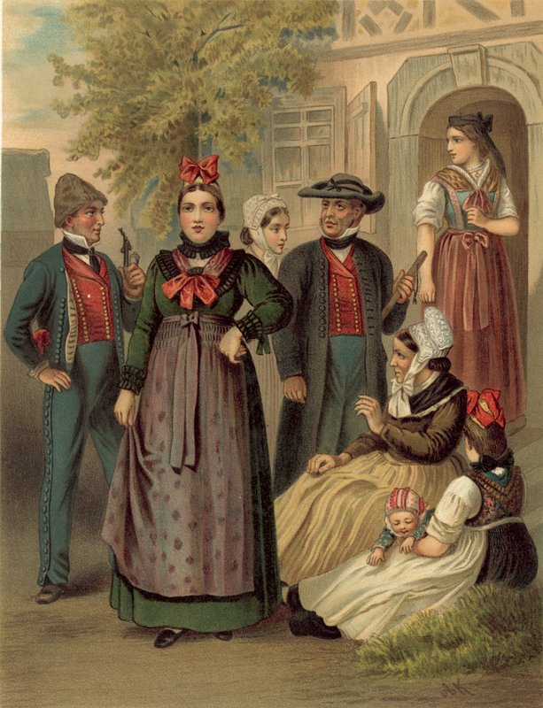 Duitse kostuum, Elsass Um Weissenburg door Albert Kretschmer