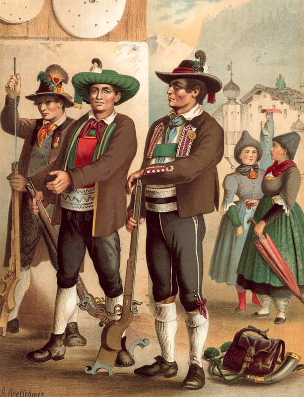 Duitse klederdracht, Tirol, Oetzthal-Wippthal-Pusterthal door Albert Kretschmer