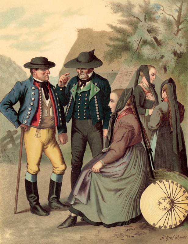 Duitse klederdracht, Wurtemberg, Freudenstadt Rottenburg door Albert Kretschmer