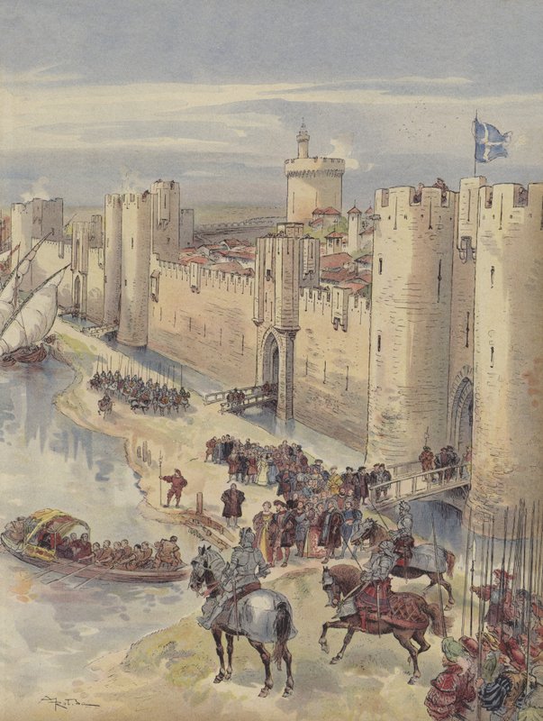 Ontmoeting van Aigues-Mortes door Albert Robida