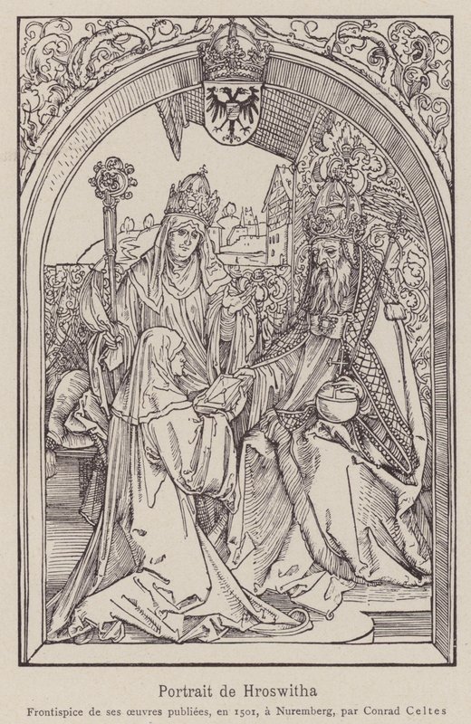 Hrotsvitha van Gandersheim door Albrecht (after) Durer or Duerer