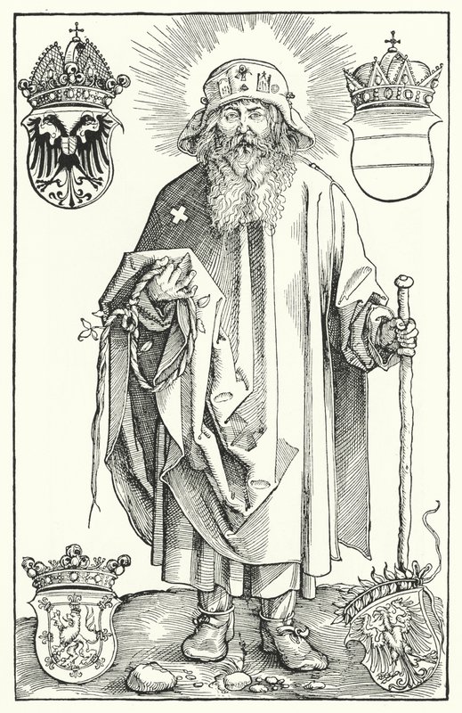 Sint Coloman door Albrecht (after) Durer or Duerer