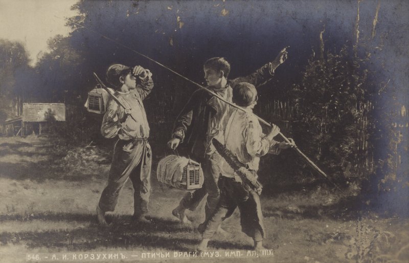 Vijanden van vogels, 1887 door Aleksei Ivanovich Korzukhin