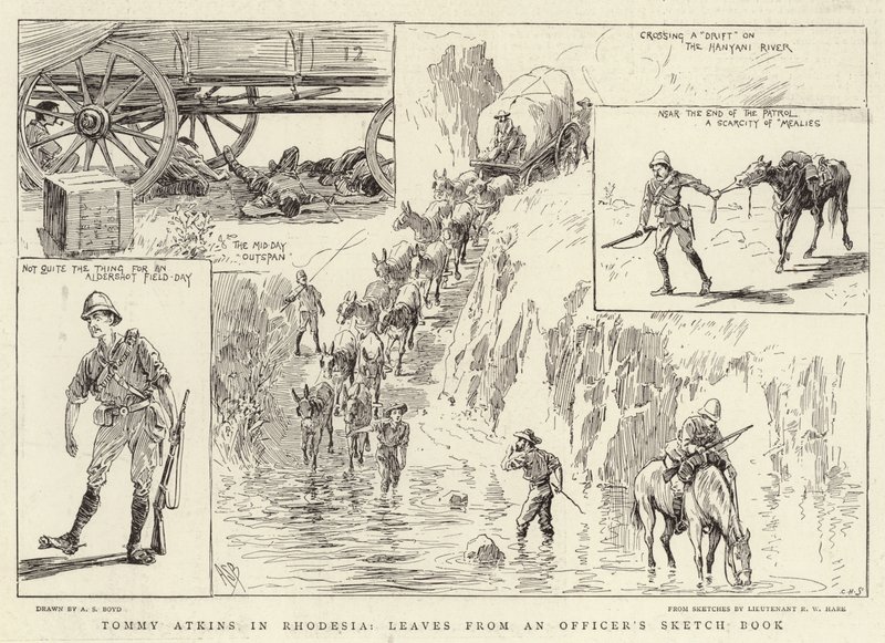 Tommy Atkins in Rhodesië, bladen uit het schetsboek van een officier door Alexander Stuart Boyd