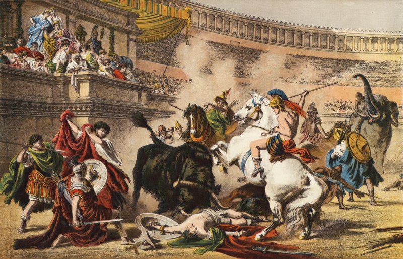 Een Romeinse Stierengevecht door Alexander von after Wagner