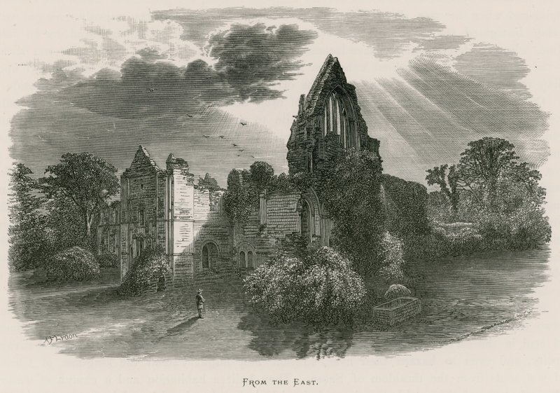 Dryburgh Abbey, vanuit het oosten door Alexander Francis Lydon