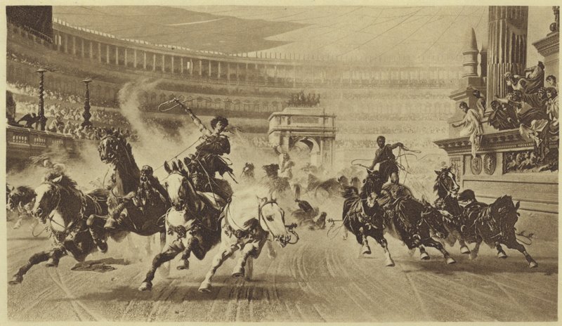 De wagenrace (fotogravure) door Alexander von Wagner