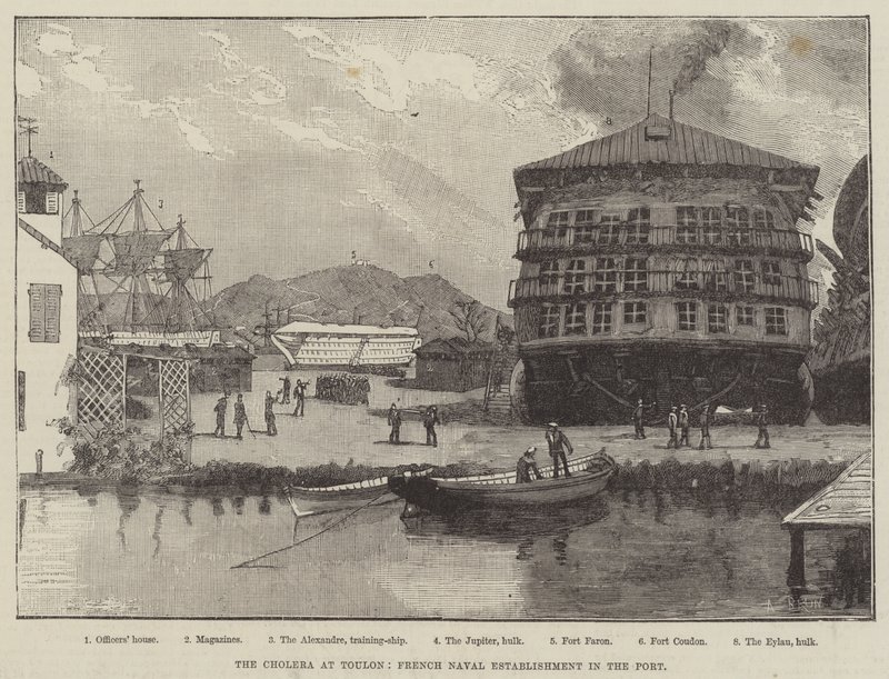 De Cholera in Toulon, Franse Marinebasis in de Haven door Alexandre Brun