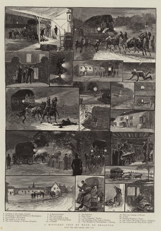 Een Middernachtelijke Reis naar Brighton door Alfred Chantrey Corbould