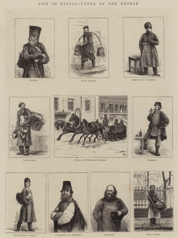 Leven in Rusland, soorten mensen door Alfred Chantrey Corbould