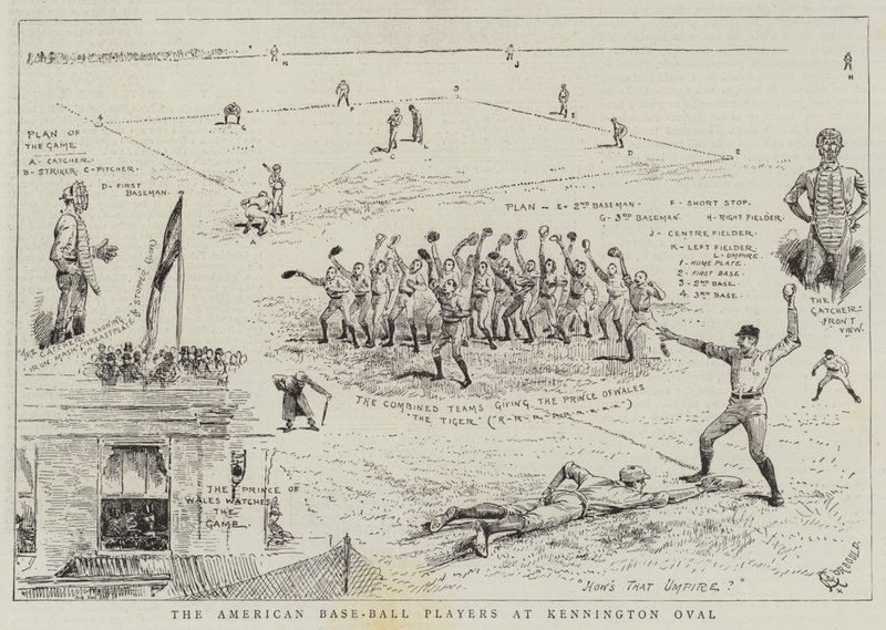 De Amerikaanse honkbalspelers op Kennington Oval door Alfred Chantrey Corbould