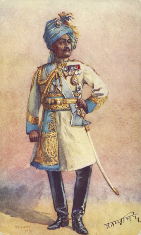 Generaal-majoor Maharaja Sir Pratap Singh Bahadur, Indiase soldaat door Alfred Crowdy Lovett