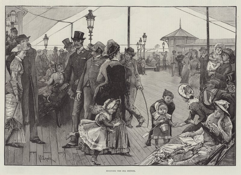 Genieten van de zeebries door Alfred Edward Emslie