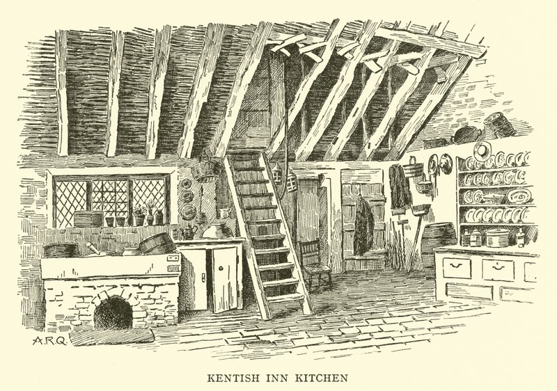 Keuken van een herberg in Kent door Alfred Robert Quinton