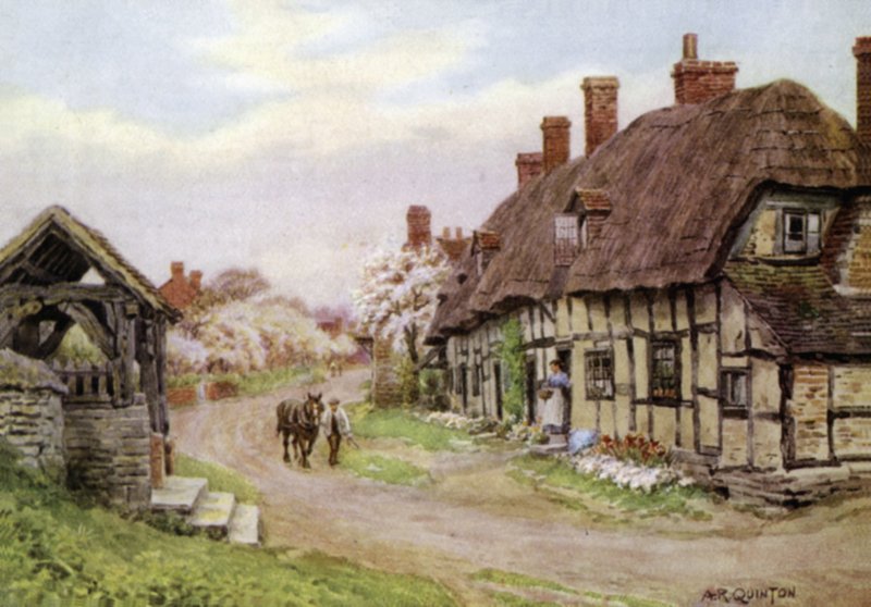 De kerkpoort, Welford-on-Avon, Gloucester door Alfred Robert Quinton