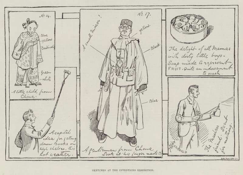 Schetsen op de uitvindingen tentoonstelling door Alfred Courbould