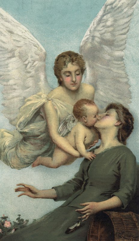 "Een Moeders Droom" (kleur litho) door Alfred Edward (after) Emslie
