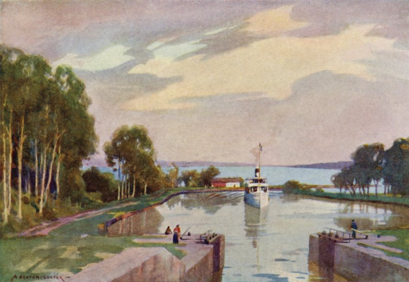 Sjotorp-sluizen, Gota-kanaal door Alfred Heaton Cooper