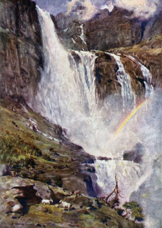 Skjaeggedalsfos, Hardangerfjord door Alfred Heaton Cooper