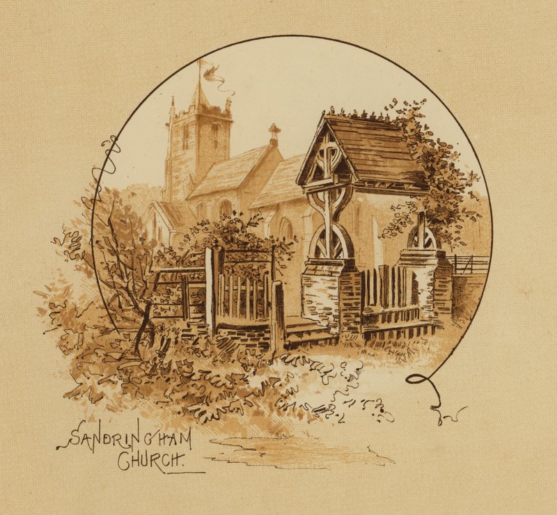 Sandringham Kerk, Norfolk (chromolitho) door Alfred Johnson
