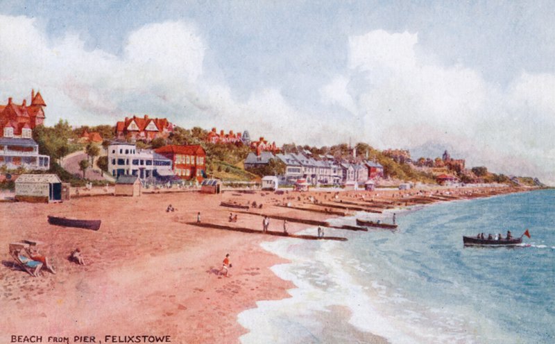 Strand vanaf de pier, Felixstowe door Alfred Robert Quinton