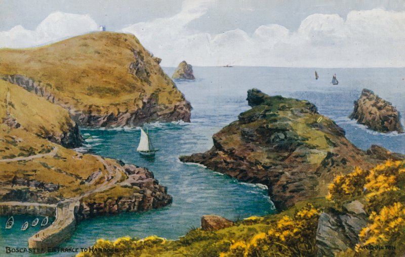 Boscastle, ingang van de haven door Alfred Robert Quinton