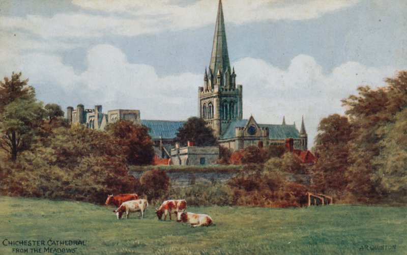 Chichester, Kathedraal, vanuit de Weiden door Alfred Robert Quinton