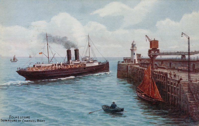 Folkestone, vertrek van Kanaalboot door Alfred Robert Quinton
