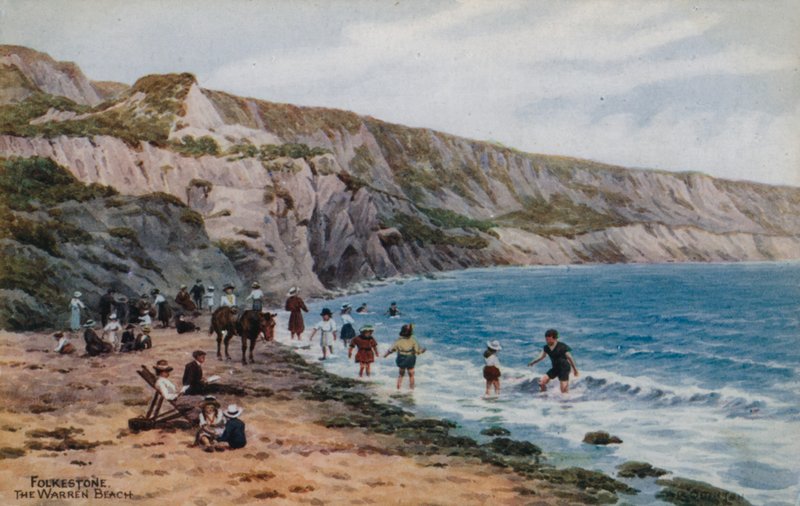 Folkestone, Het Warren Strand door Alfred Robert Quinton