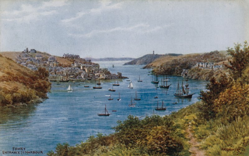 Fowey, ingang van de haven door Alfred Robert Quinton