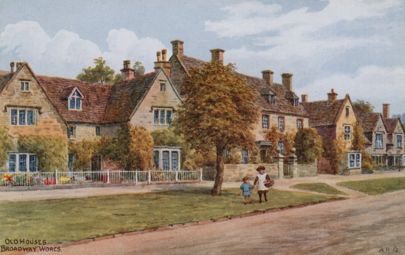 Oude huizen, Broadway, Worcs door Alfred Robert Quinton
