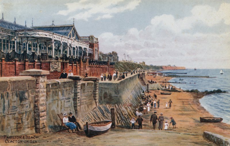 Paviljoen en strand, Clacton-on-Sea door Alfred Robert Quinton