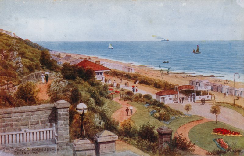 Spa Pavilion Gardens en Strand, Felixstowe door Alfred Robert Quinton