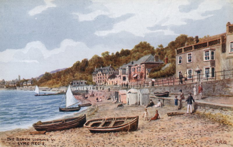 Het strand kijkend naar W, Lyme Regis door Alfred Robert Quinton